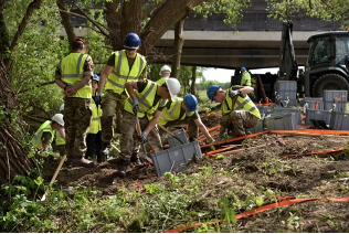 Investigators carrying out a forensic search in 2018